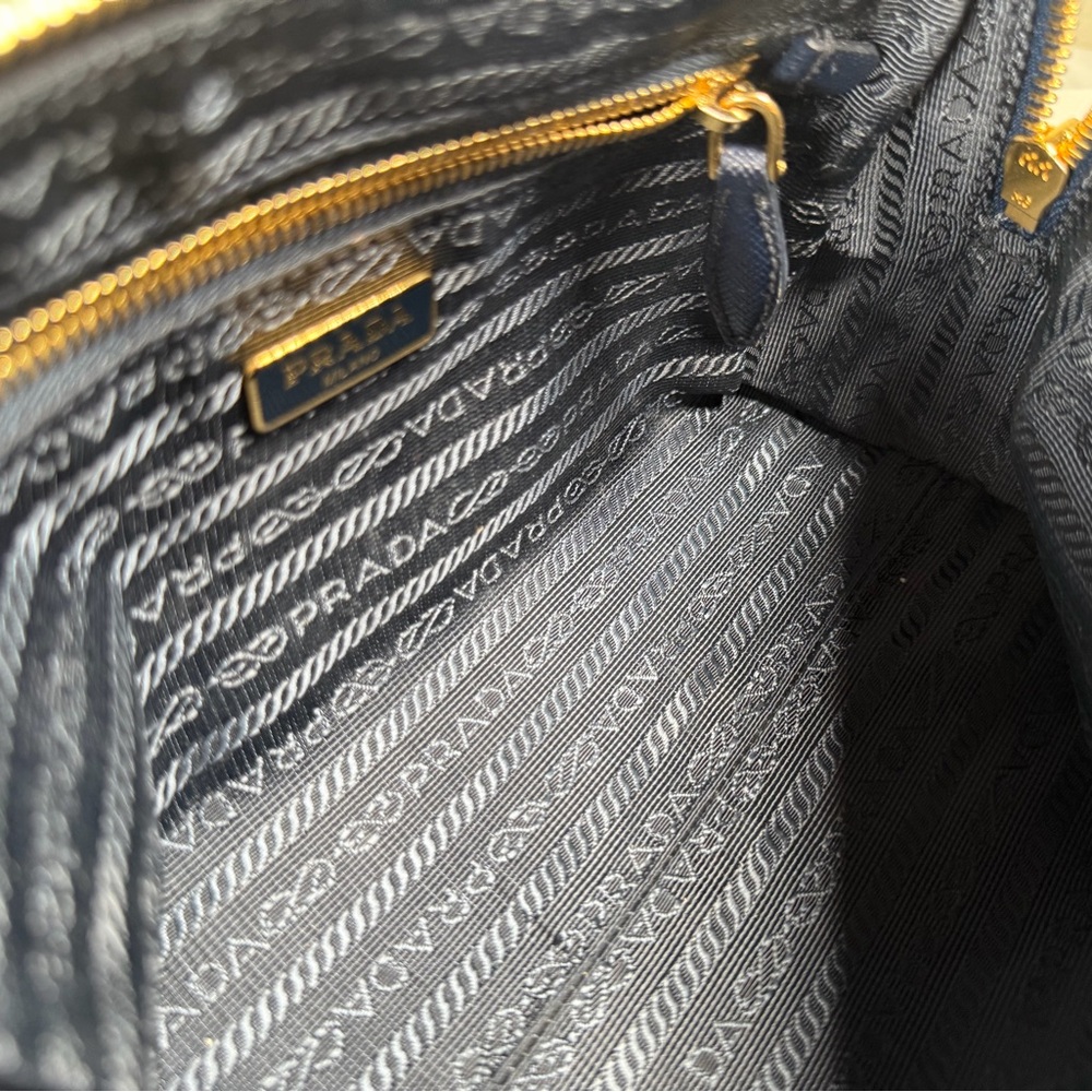 Prada Blue Denim Cosmetic Pouch with Gold Hardware - Picture 13 of 16